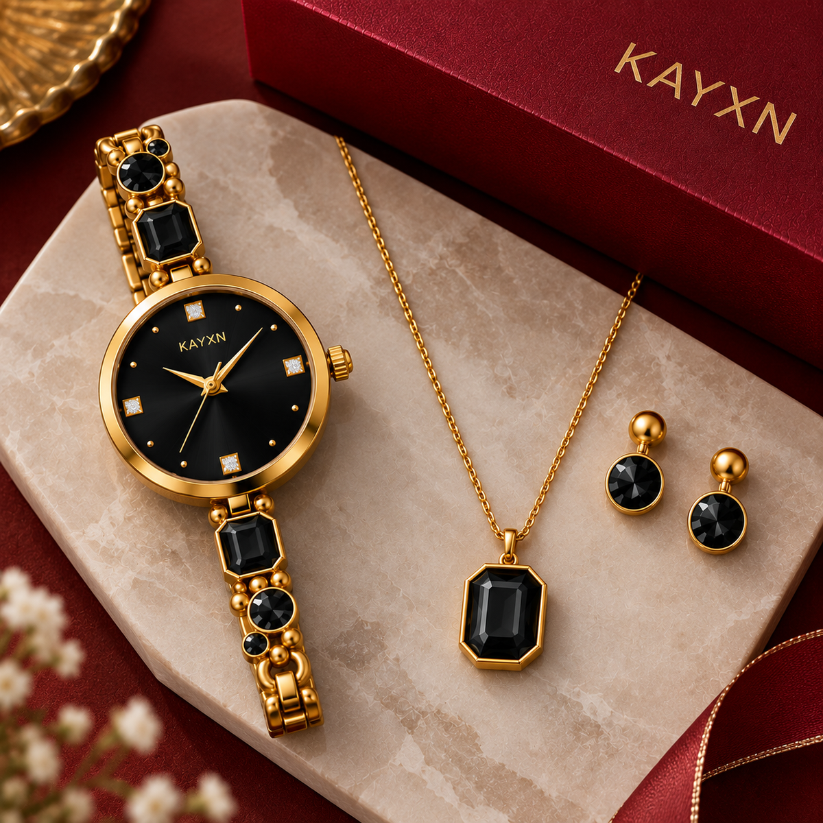 Celestique Edition Watch & Jewelry Set for Her - Black