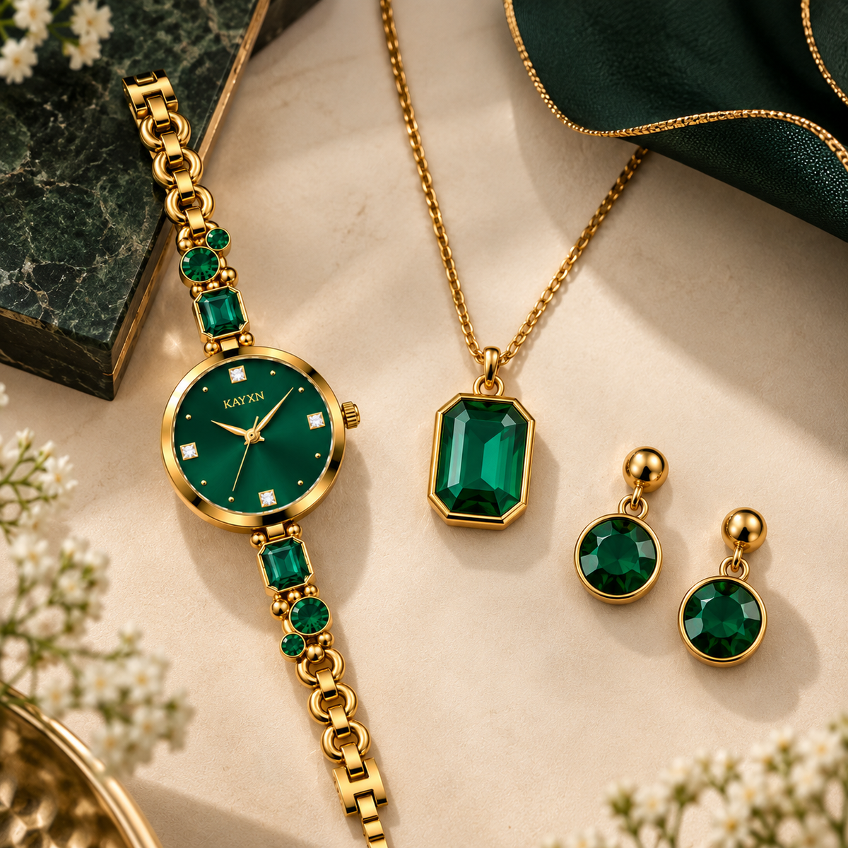 Celestique Edition Watch & Jewelry Set for Her - Green
