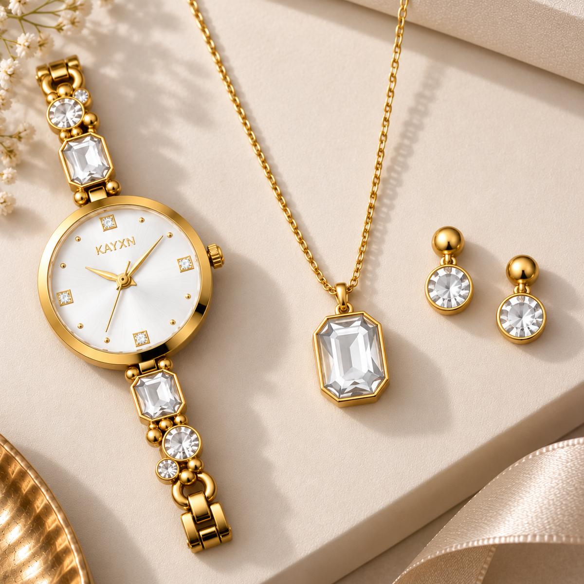 Celestique Edition Watch & Jewelry Set for Her - White