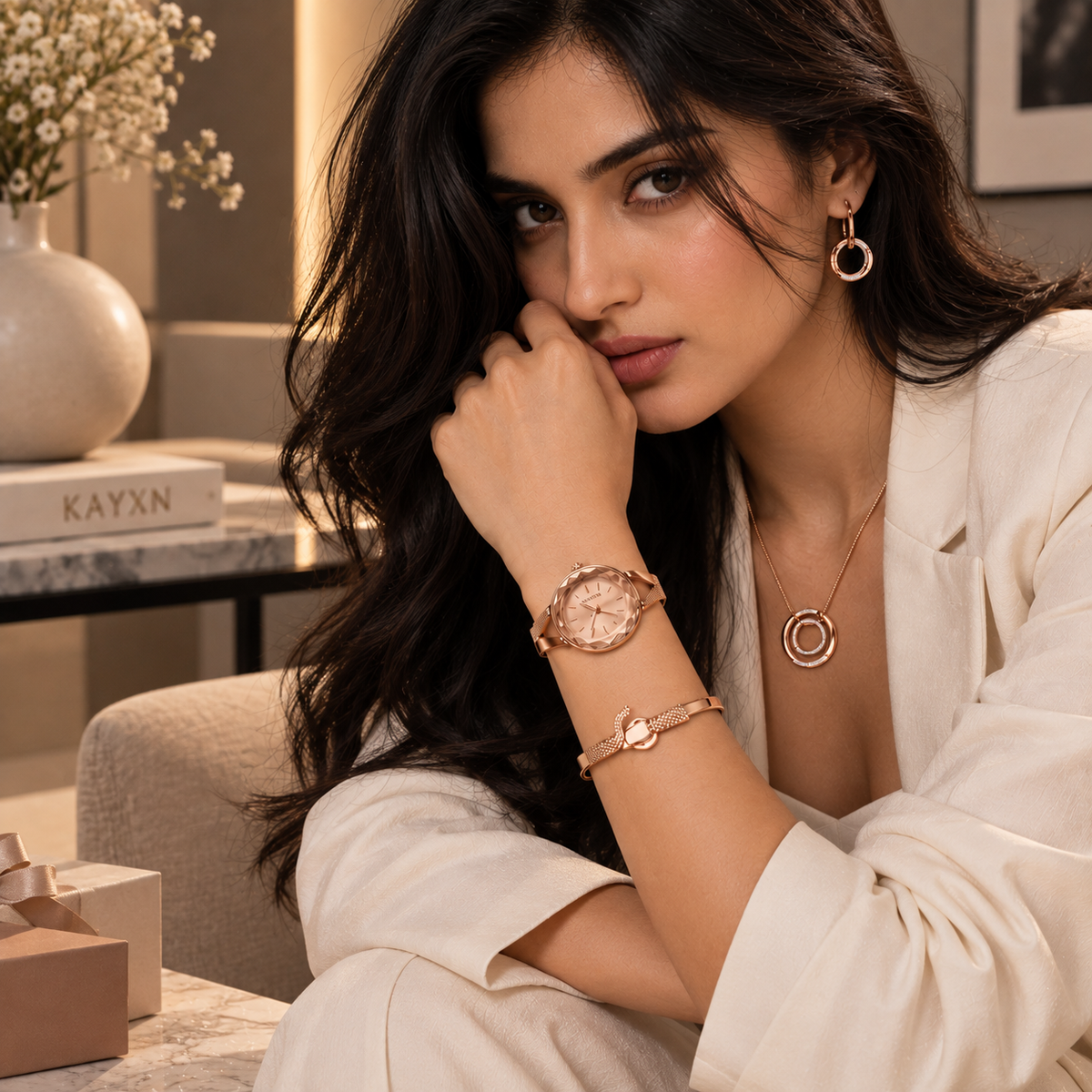 The Signature Edit Watch & Jewelry Set - Rose Gold
