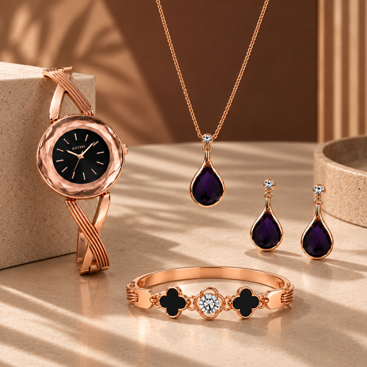 The Signature Edit Watch & Jewelry Set - Black