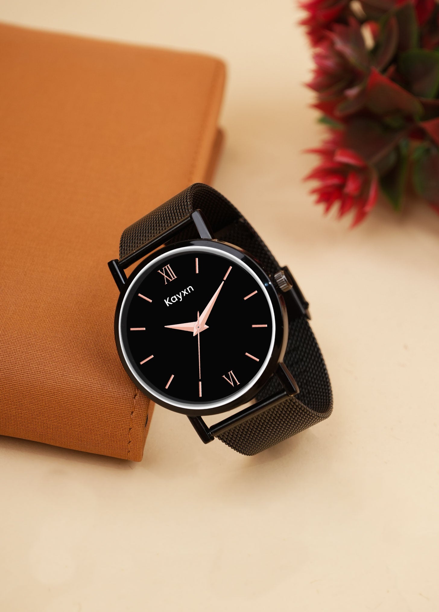 Velar Black Analogue Dial Mesh Strap Watch For Men