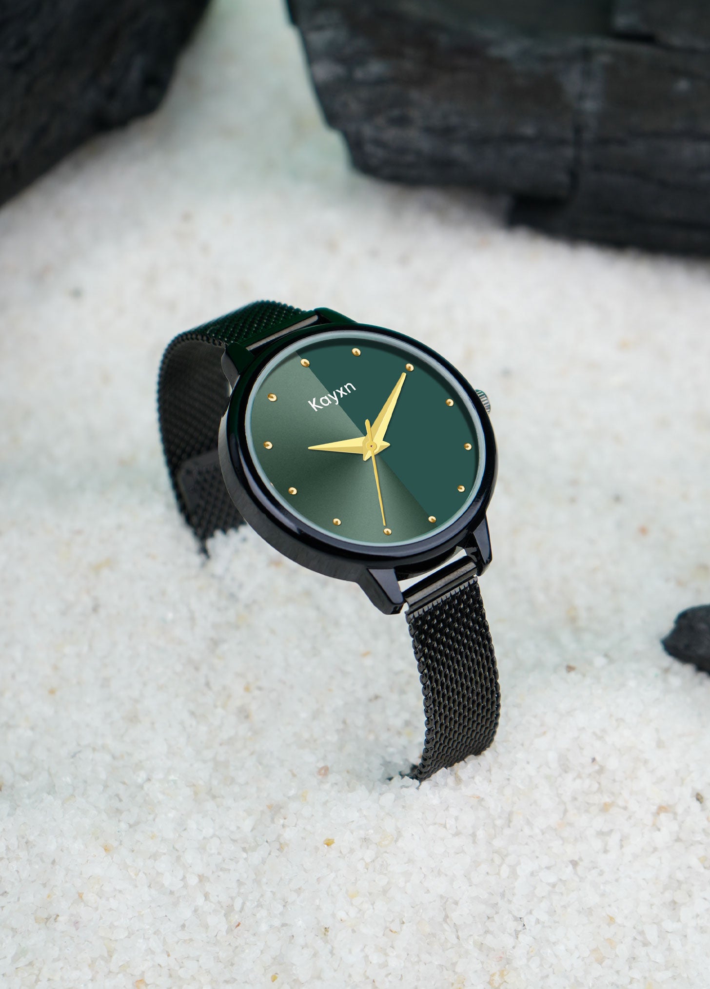 Jade Embellished Dial Analogue Watch For Women - Black