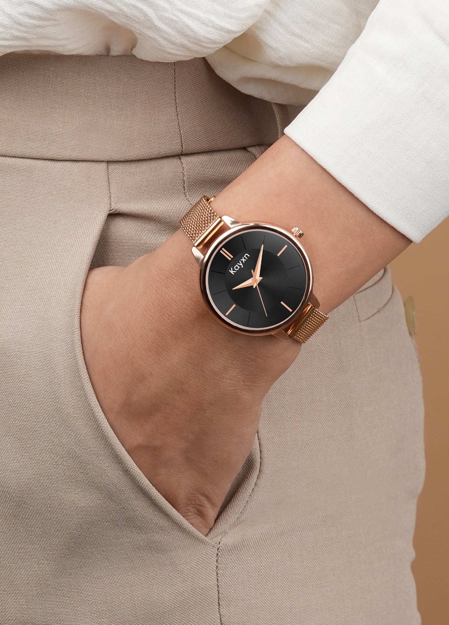 Eclipse Embellished Dial Analogue Watch For Women - Rose Gold