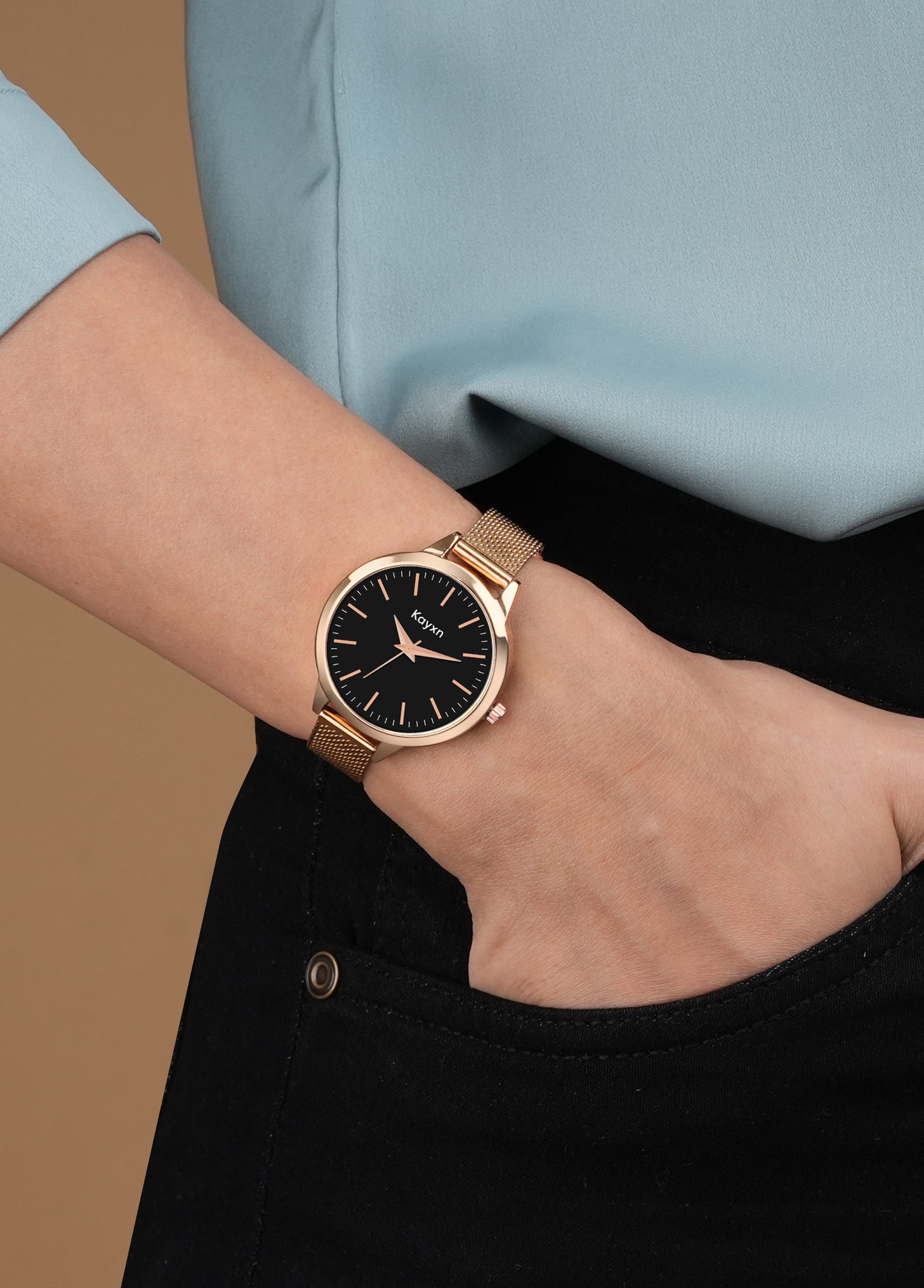 Starlit Embellished Dial Analogue Wrist Watch For Women - Rose Gold