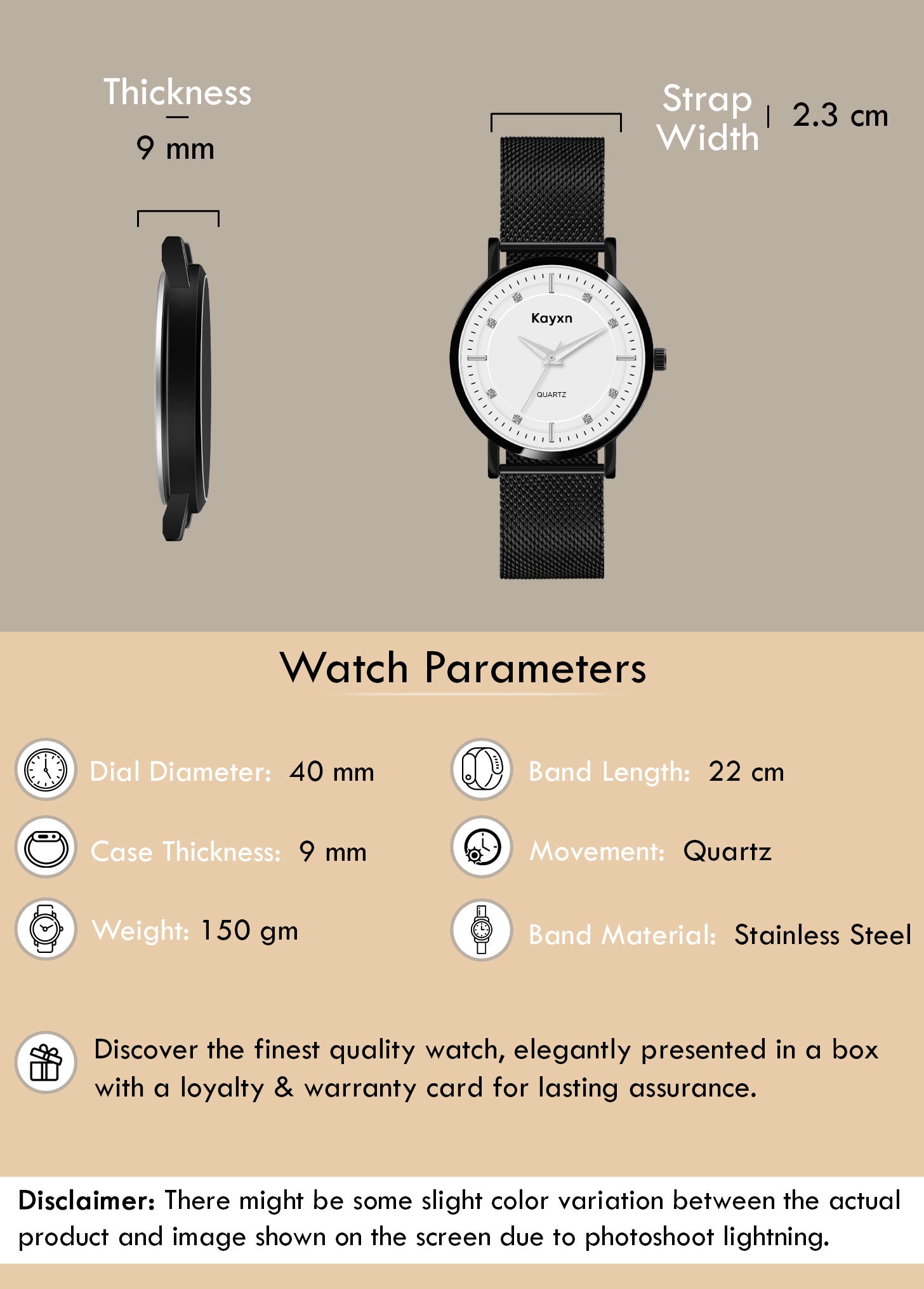 Onyx Classic Analogue Dial Mesh Strap Watch For Men