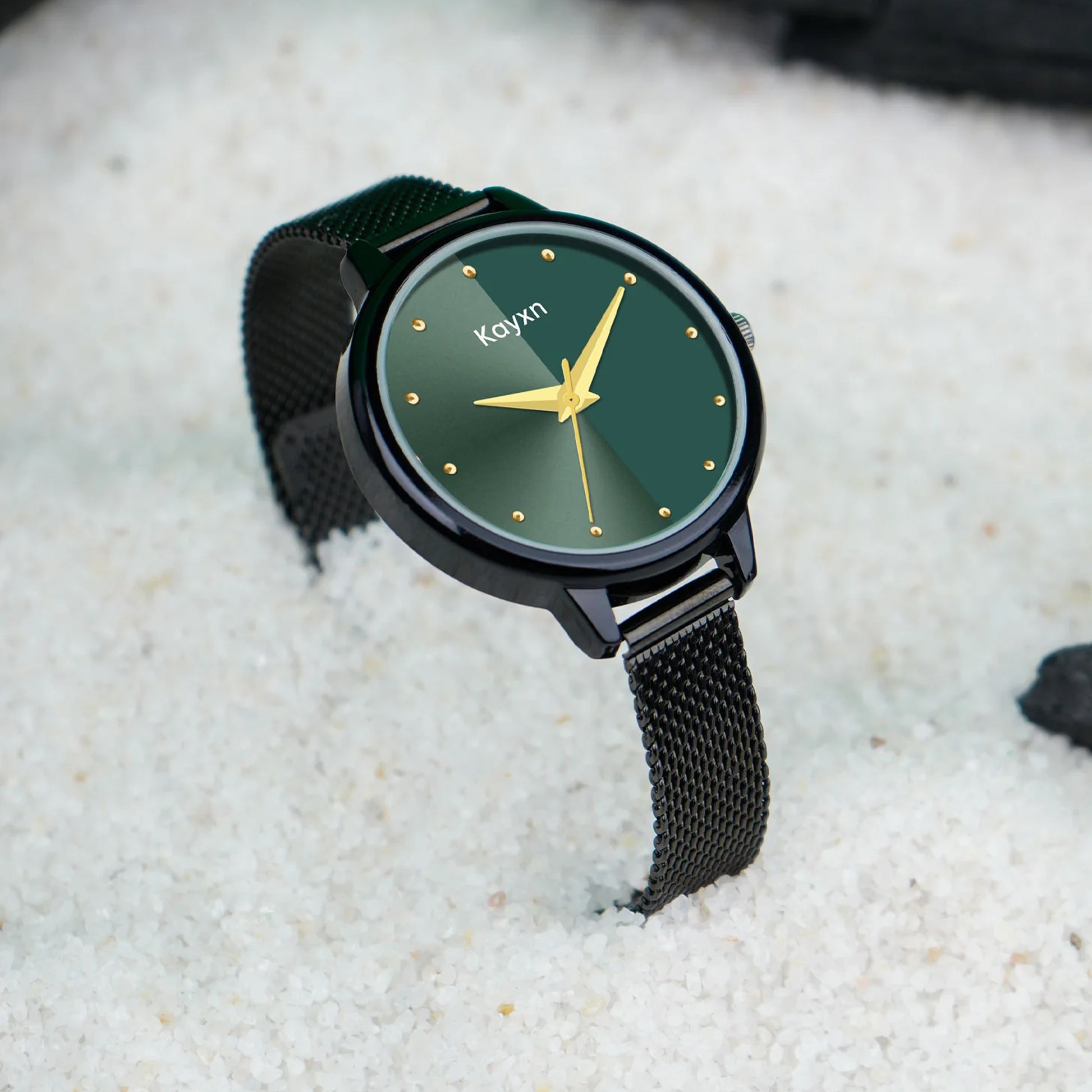 Jade Embellished Dial Analogue Watch For Women - Black