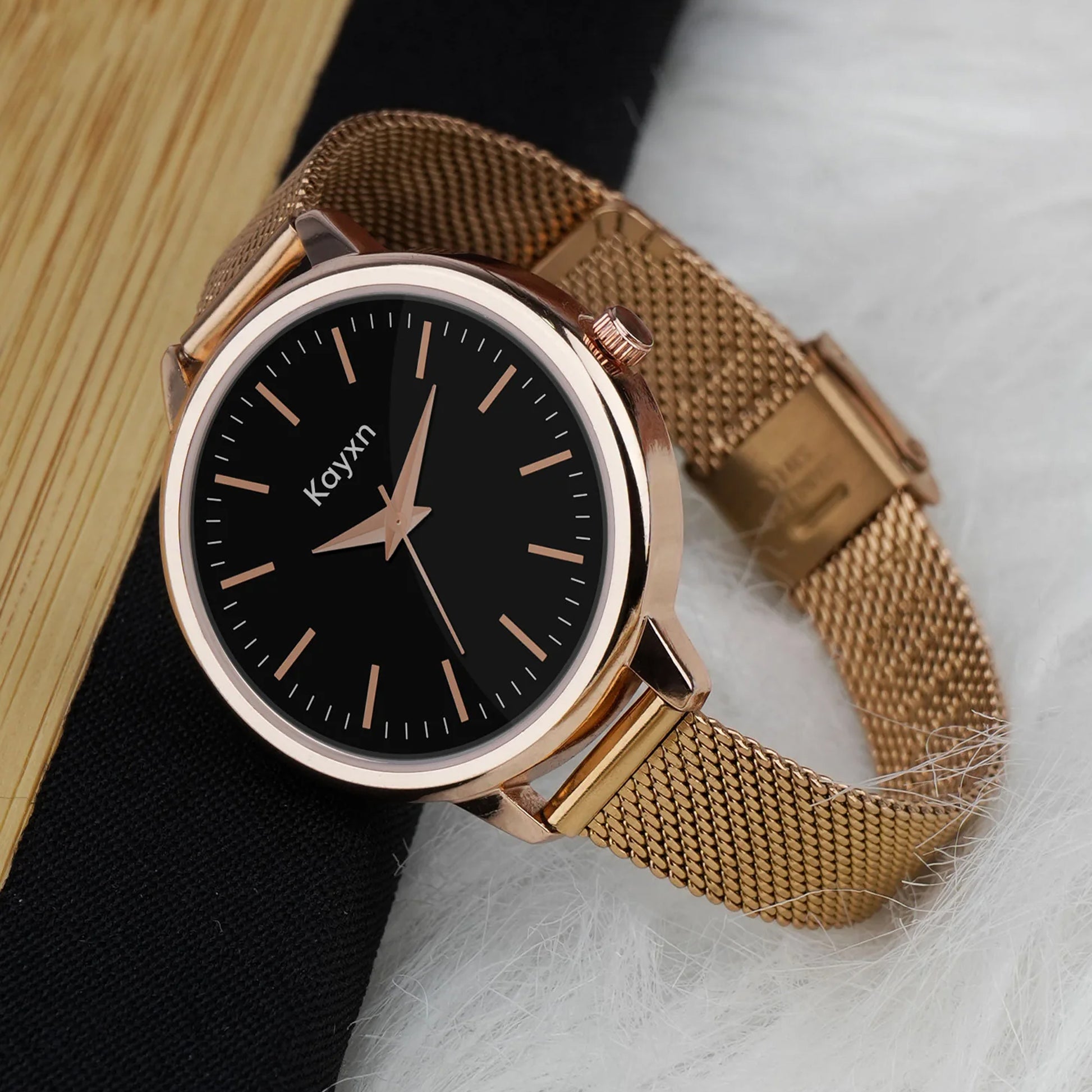 Starlit Embellished Dial Analogue Wrist Watch For Women - Rose Gold