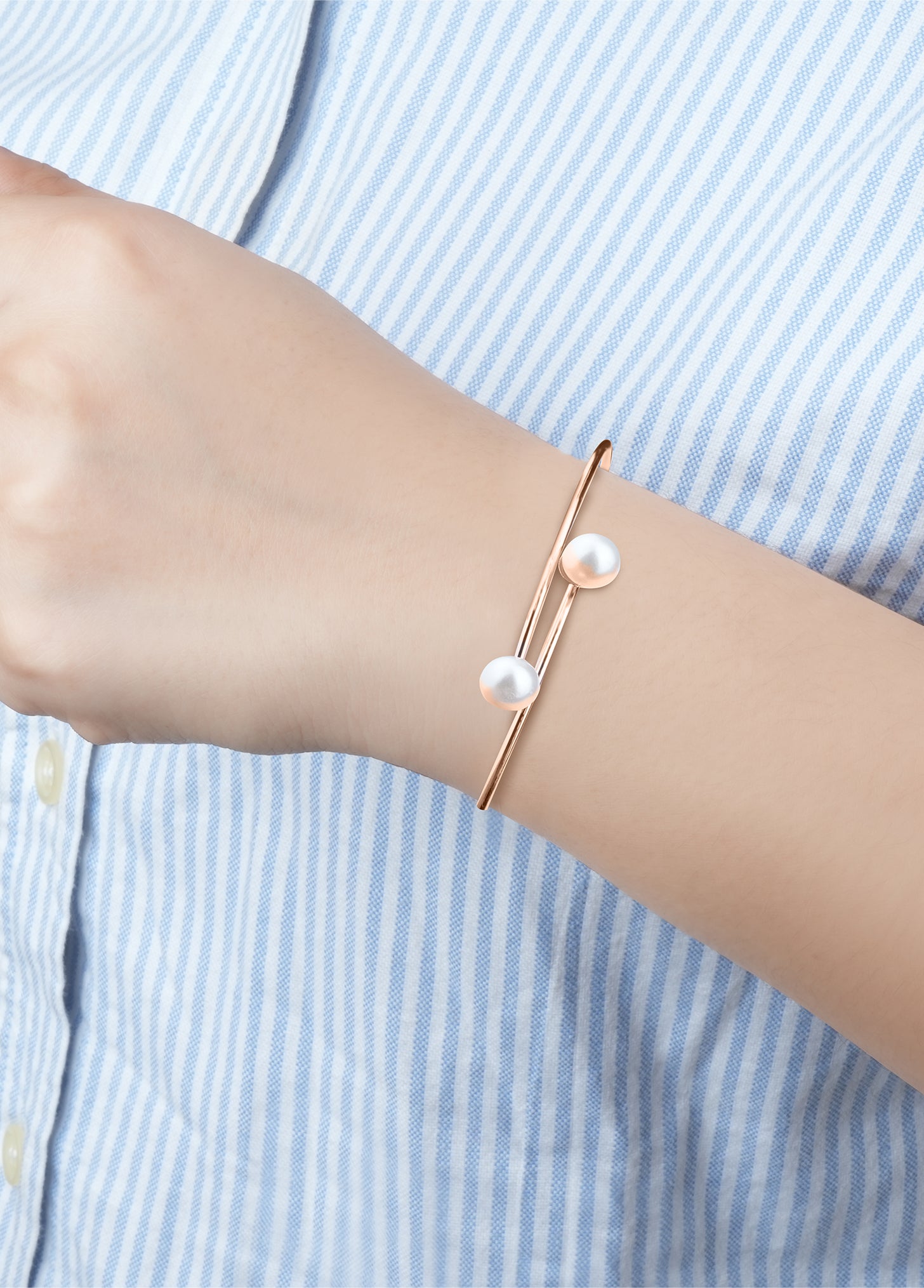 Flora Black Embellished Watch & Pearl Duo Bracelet Combo