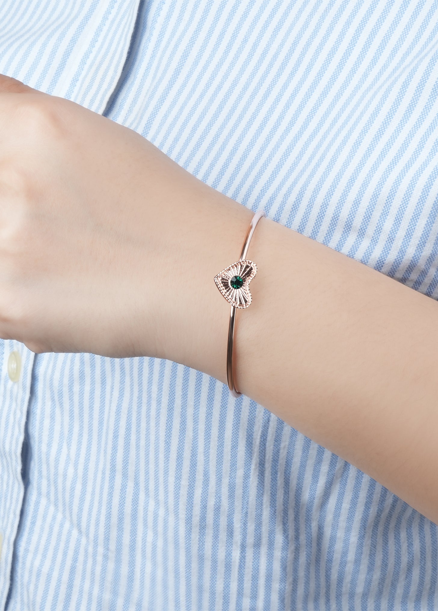 Eclipse Rose Gold Embellished Watch & Golden Heart Bracelet Combo