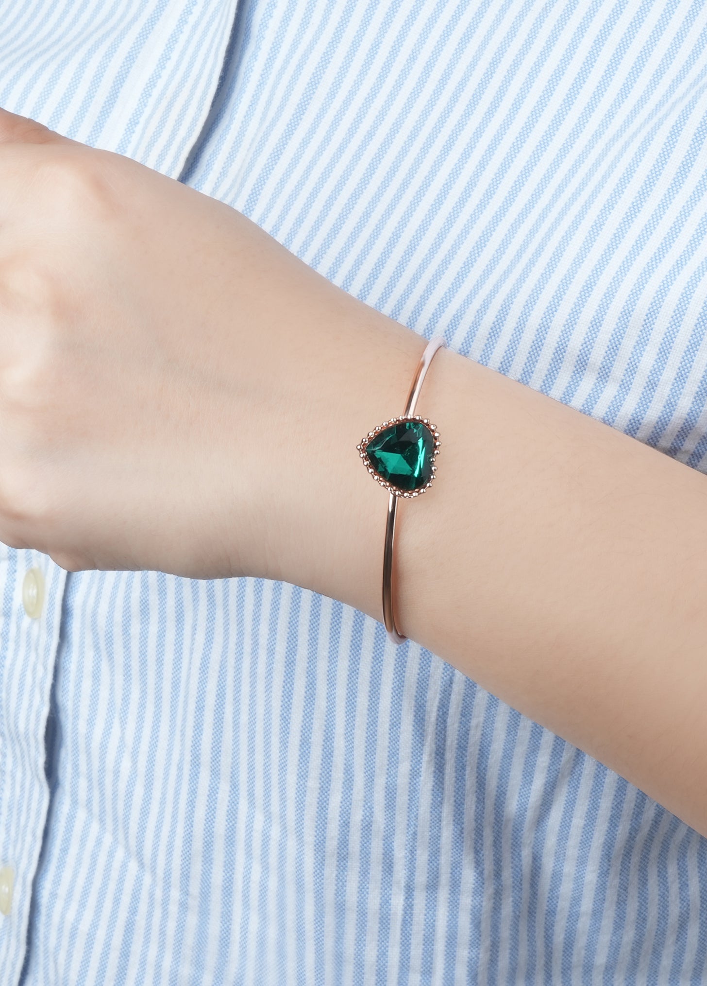 Eclipse Rose Gold Embellished Watch & Emerald Heart Bracelet Combo
