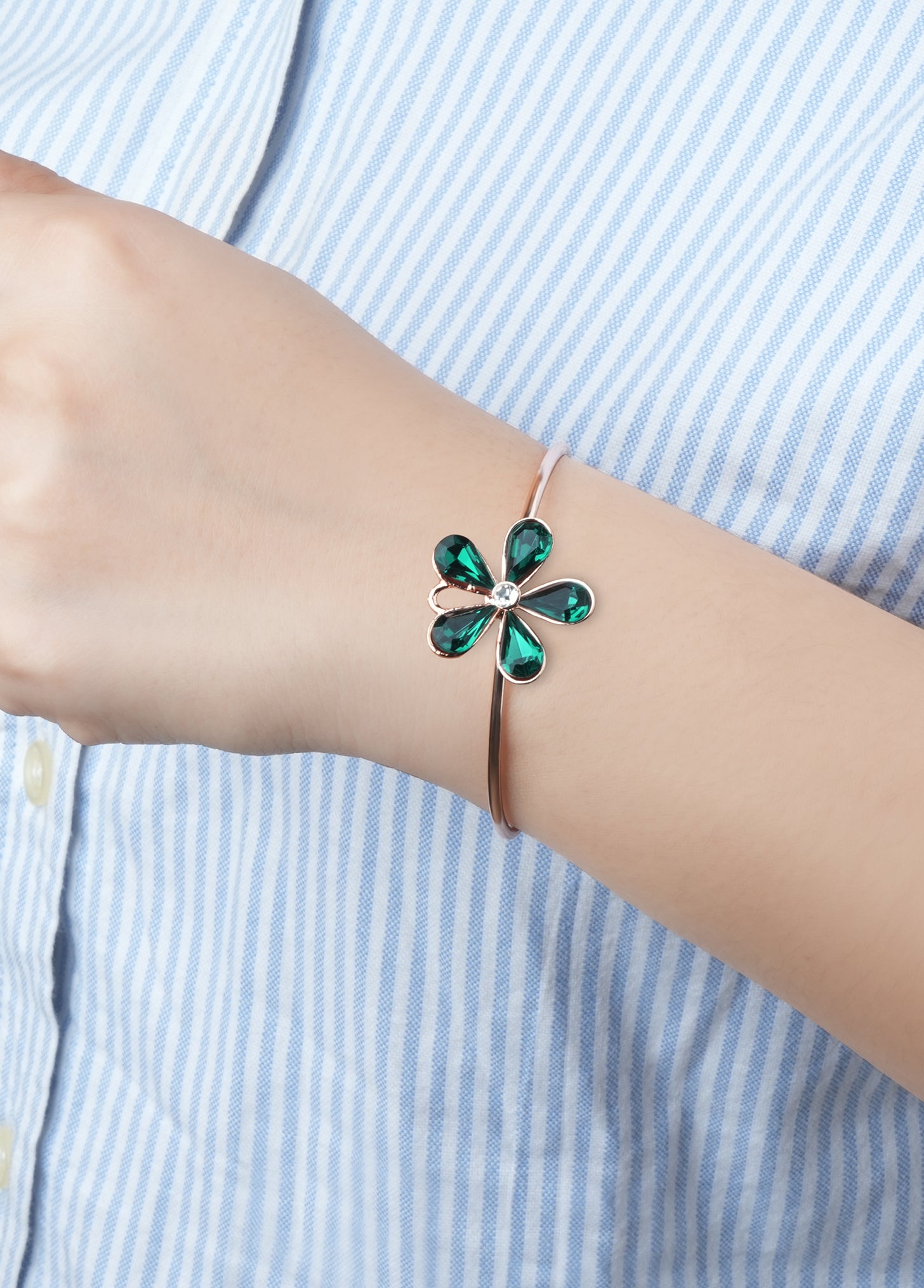 Majesty Rose Gold Embellished Watch & Crystal Petal Bracelet Combo
