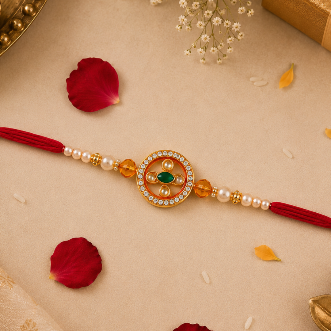 Emerald Prestige Watch & Rakhi Gift Set for Him - Green