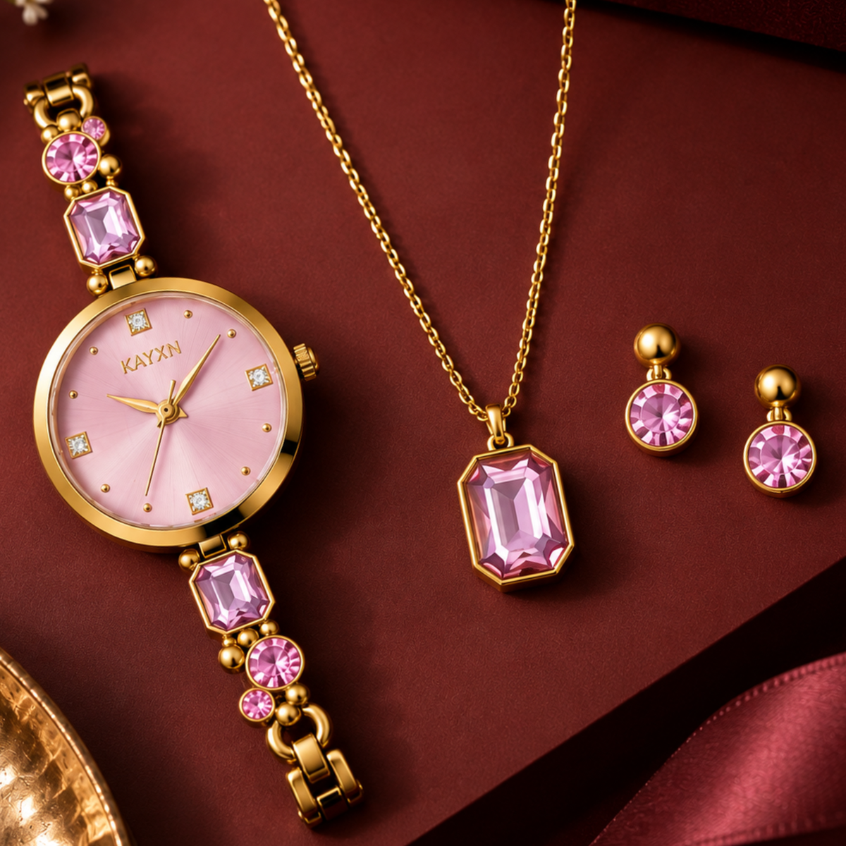 Celestique Edition Watch & Jewelry Set for Her - Pink