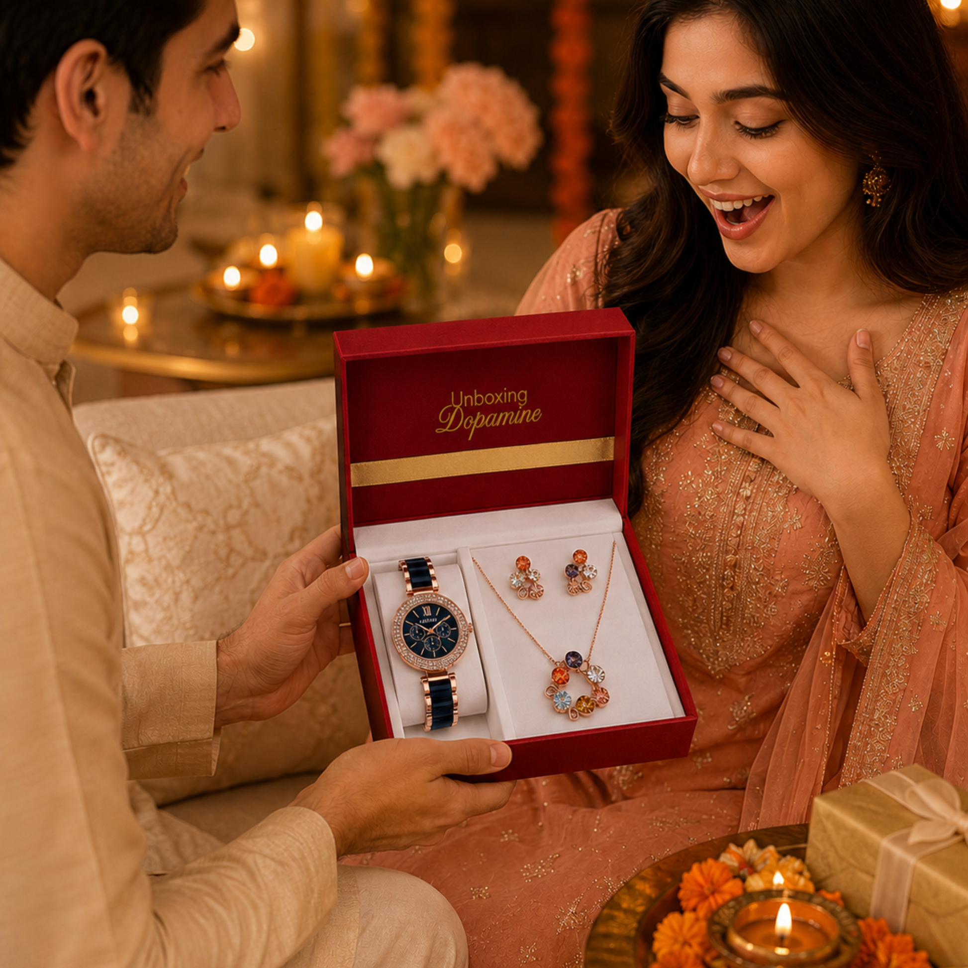 The Opaline Jewelry Gift Set with Watch - Midnight Blue