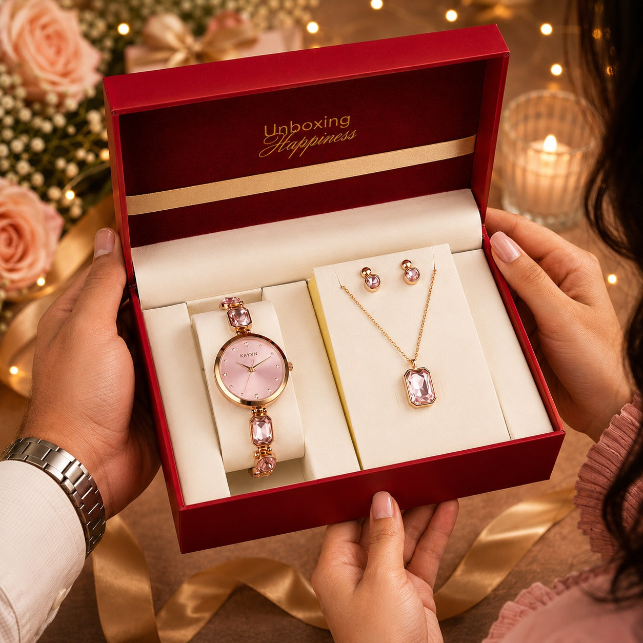 Celestique Edition Watch & Jewelry Set for Her - Pink