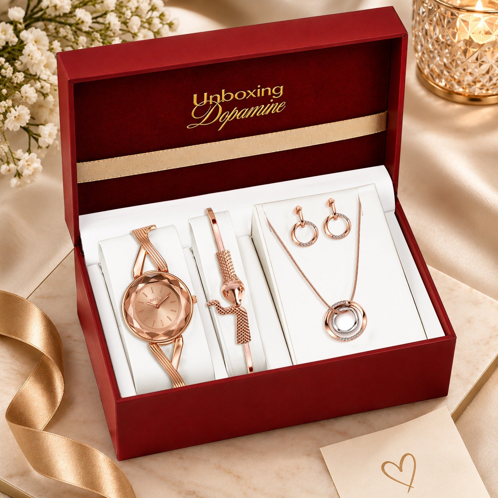 The Signature Edit Watch & Jewelry Set - Rose Gold
