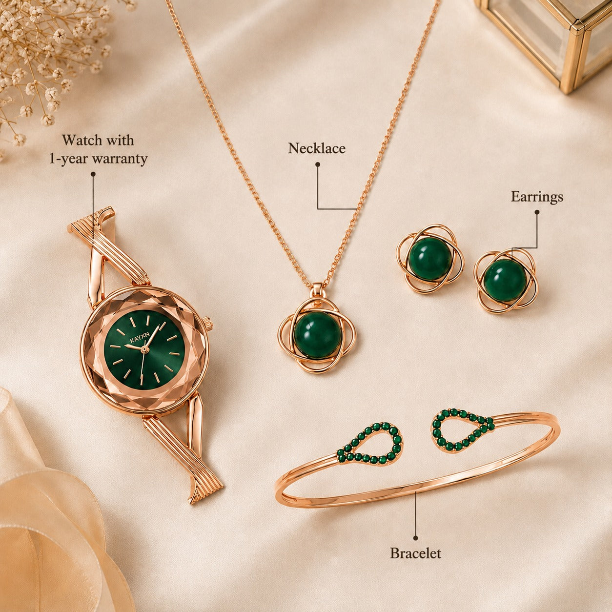 The Signature Edit Watch & Jewelry Set - Green