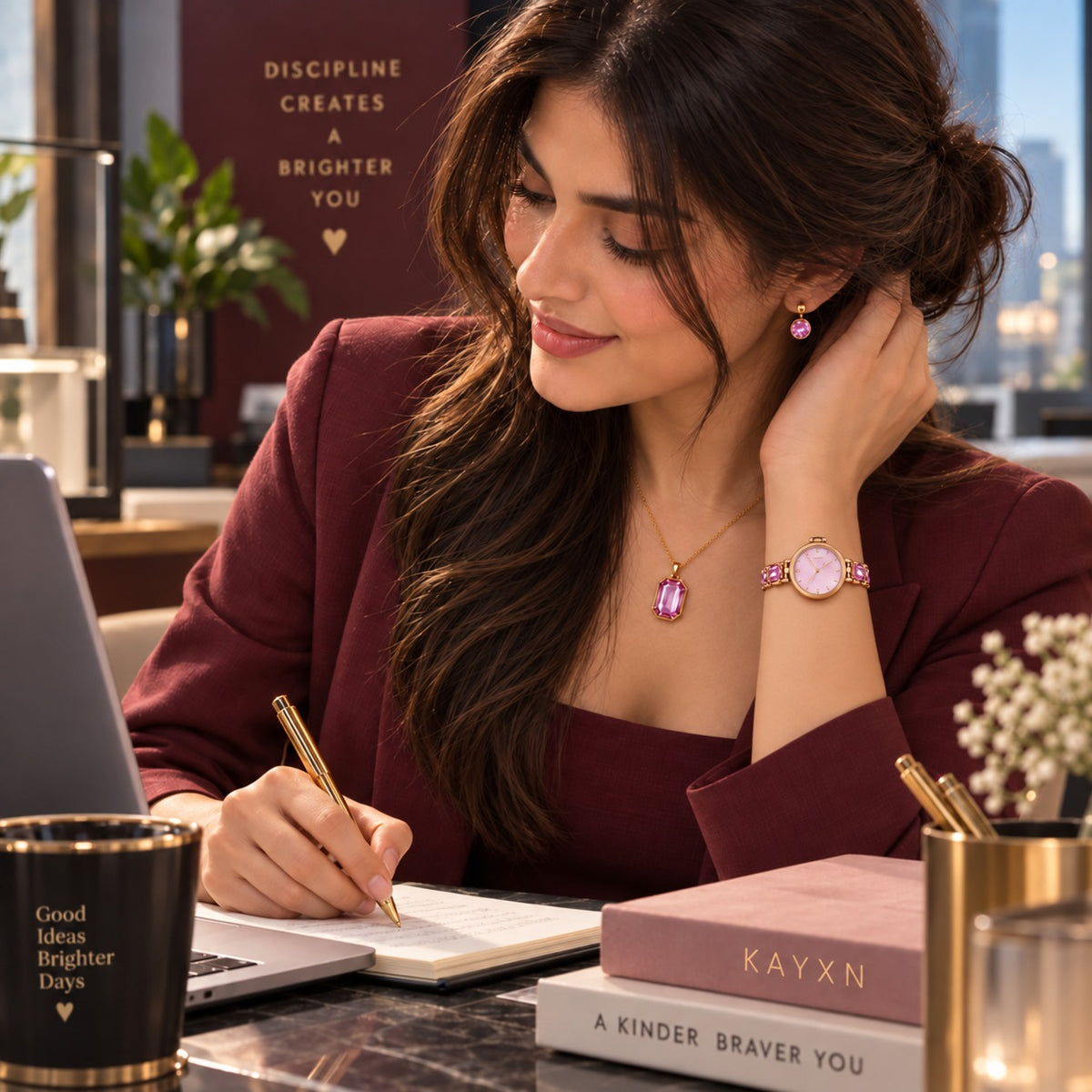 Celestique Edition Watch & Jewelry Set for Her - Pink