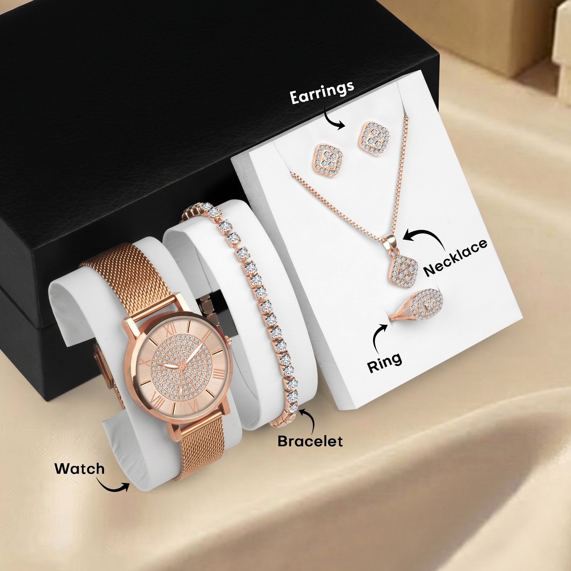 Aurora Shine Wrist Watch & Jewelry Set