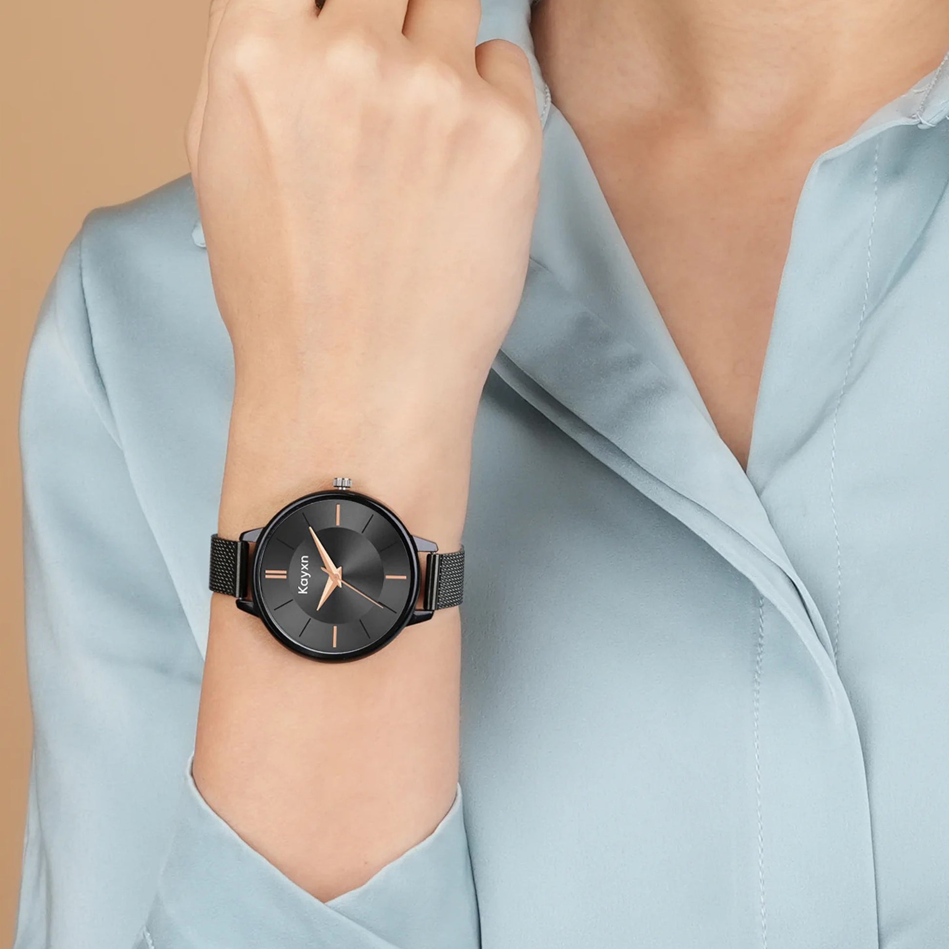 Eclipse Embellished Dial Analogue Watch For Women - Black