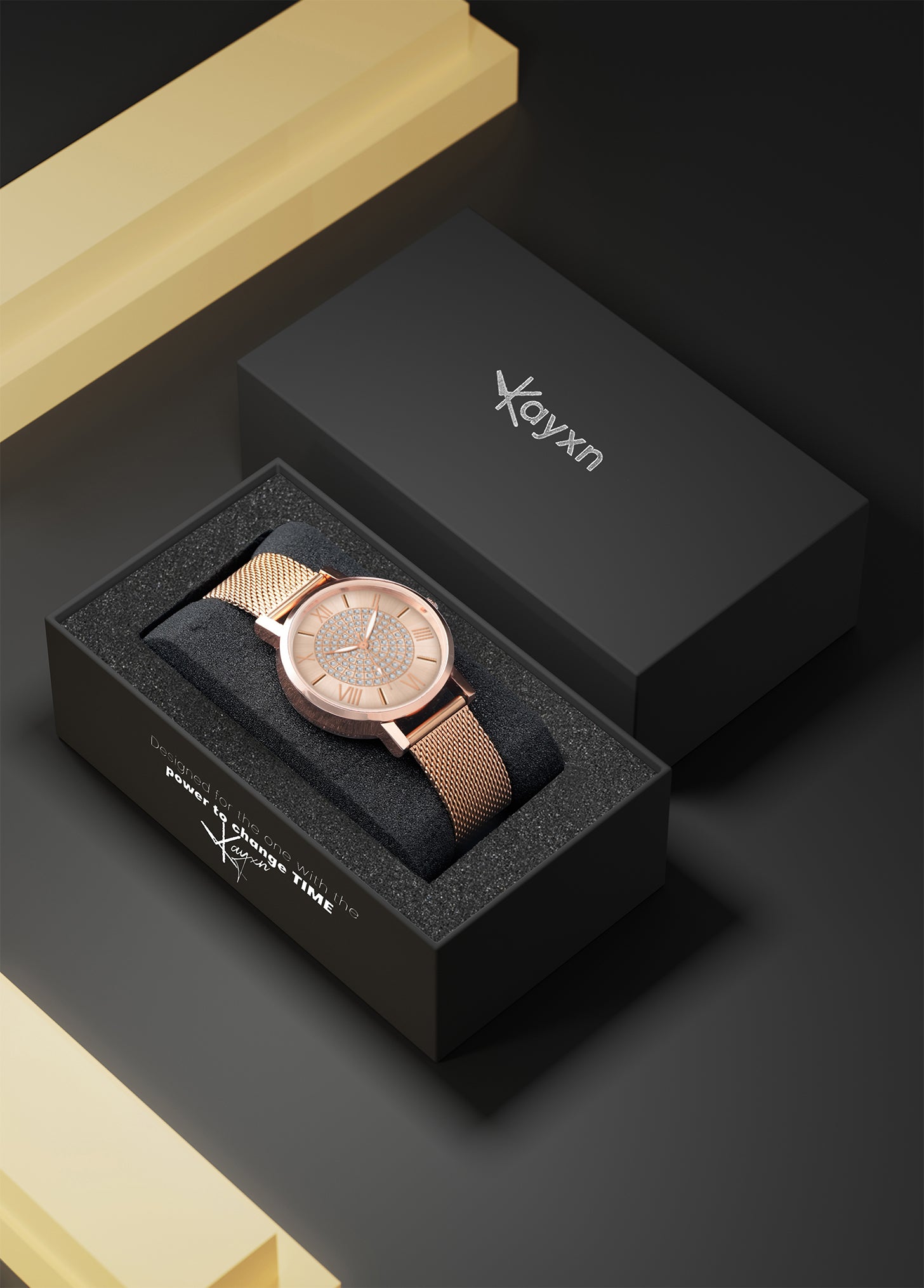 Celestia Embellished Rose Gold Dial Analogue Watch For Women